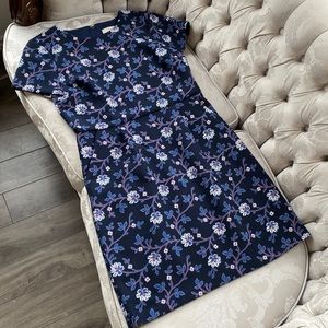 Loft Purple Blue Floral Dress With Pockets
